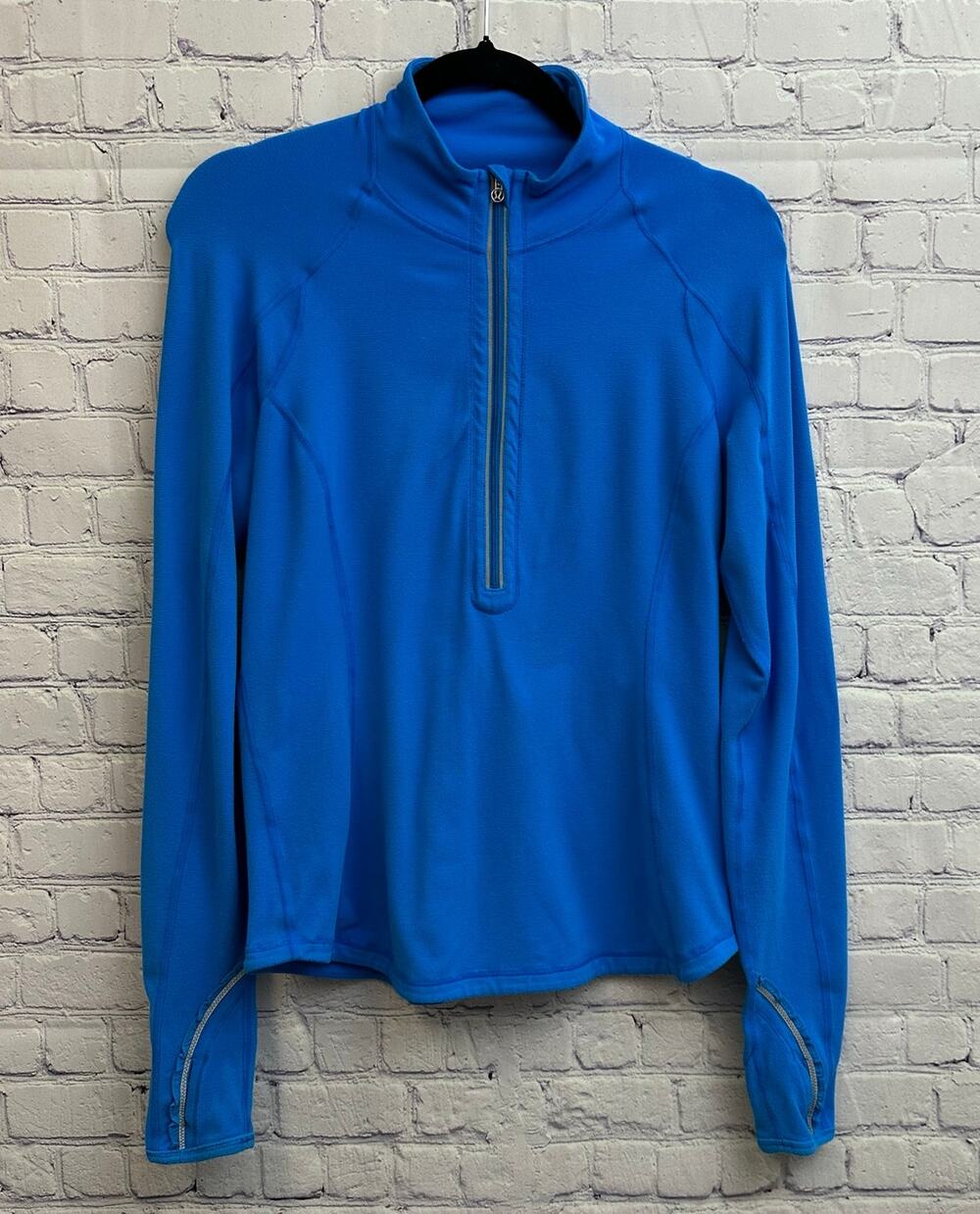 Lululemon Back Ruffles Blue Half Zip Pullover Long Sleeve Top Size 8 Athletic